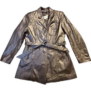 Vintage Berman's Black Leather Belted Blazer Jacket Removeable Liner Sz 14